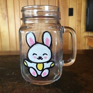 Cute Bunny Glass Mason Jar Mug